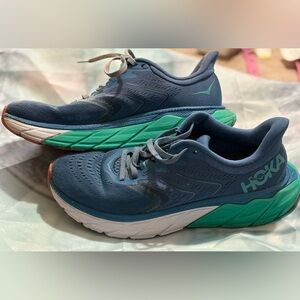 Hoka Blue and Green Athletic Shoes